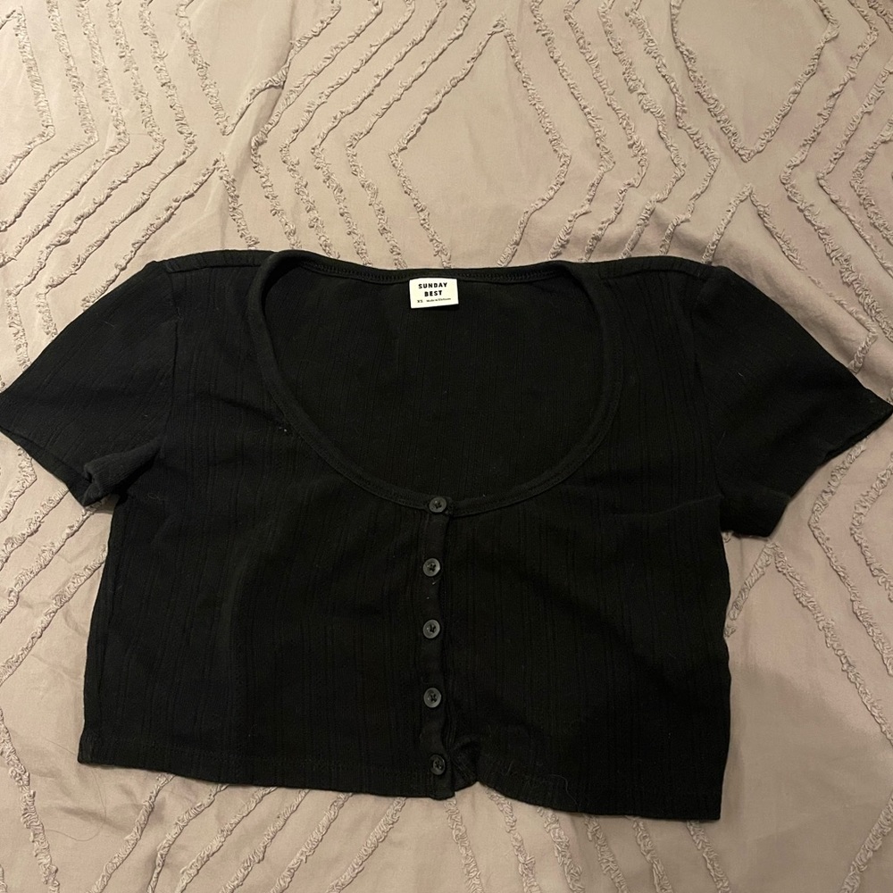 Sunday Best Cropped Button Top